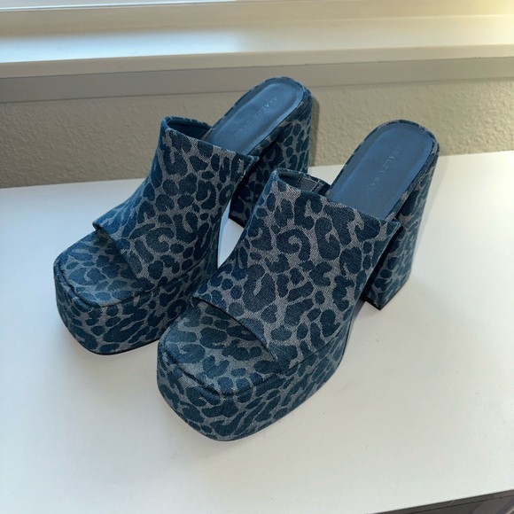 Blue Leopard Platform Heels - Picture 1 of 3